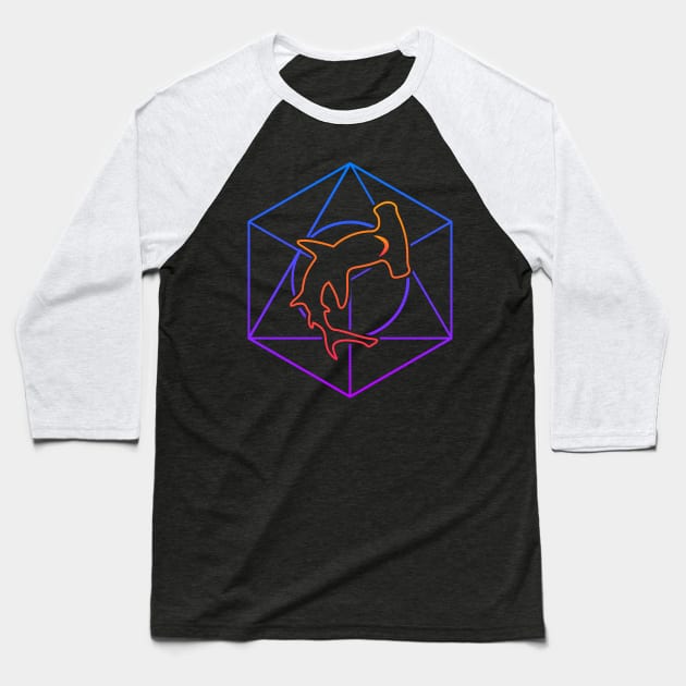 Psychedelic Sacred Geometry Hammerhead Shark Baseball T-Shirt by MeatMan